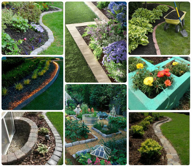 collage of stone garden edges
